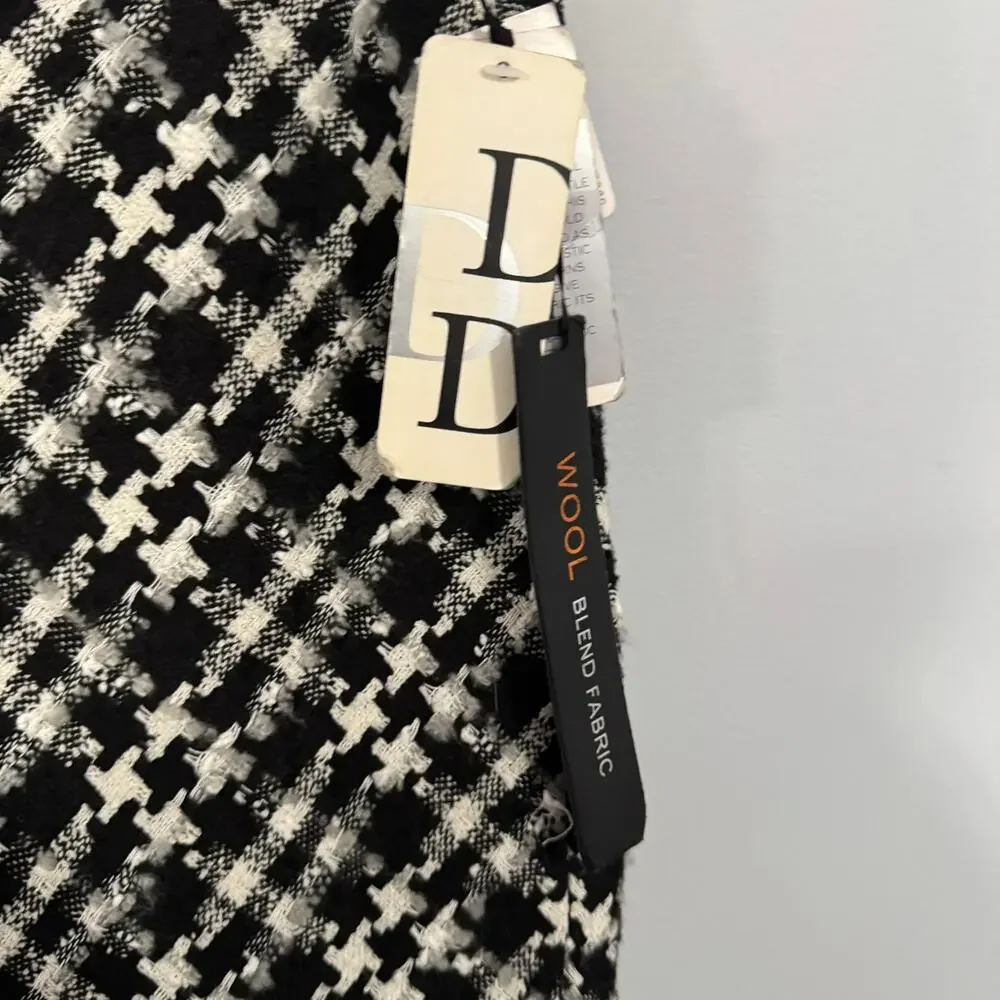 NWT Dalia Collection Wool Blend Short Pencil Skirt Size 8 Black & White Tweed - Picture 3 of 9